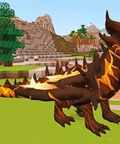 Brown Minecraft Dragon Diamond Painting