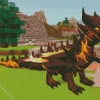 Brown Minecraft Dragon Diamond Painting