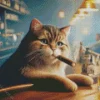 Cat Smoking Cigarette Diamond Painting