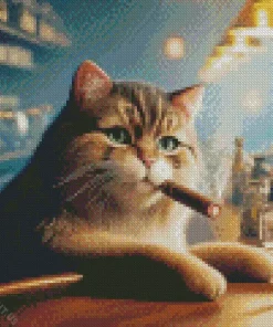 Cat Smoking Cigarette Diamond Painting