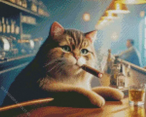 Cat Smoking Cigarette Diamond Painting