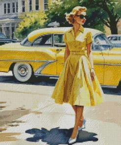 Classy Lady With Yellow Dress Diamond Painting