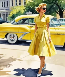 Classy Lady With Yellow Dress Diamond Painting