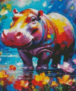 Colorful Hippopotamus Diamond Painting