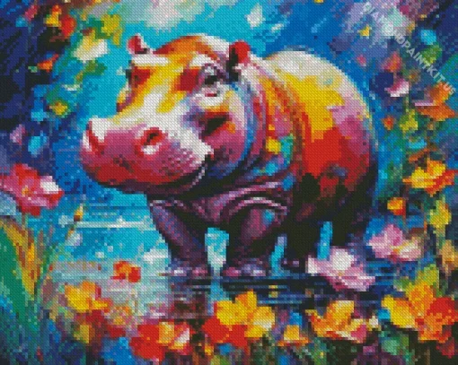 Colorful Hippopotamus Diamond Painting