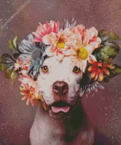 Cool Dog Flower Crown Art Diamond Painting