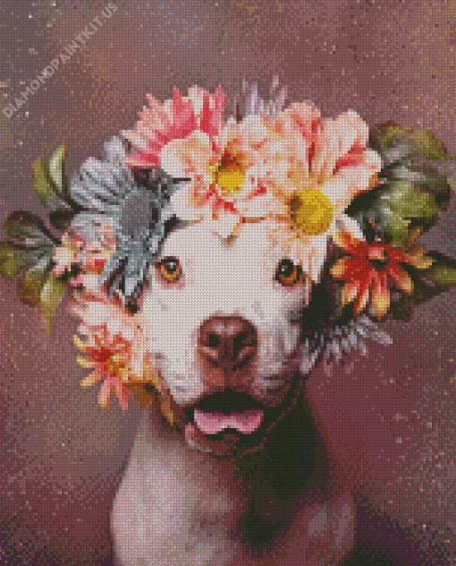 Cool Dog Flower Crown Art Diamond Painting