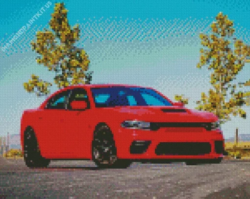 Dodge Charger In Red Art Diamond Painting