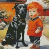 Dog And Boy Diamond Painting