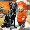 Dog And Boy Diamond Painting