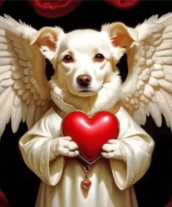 Dog Angel And Heart Diamond Painting