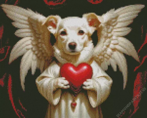 Dog Angel And Heart Diamond Painting