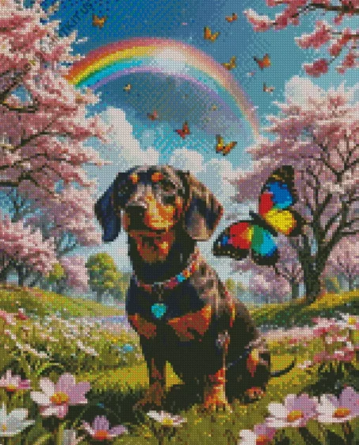 Dog In A Field Diamond Painting