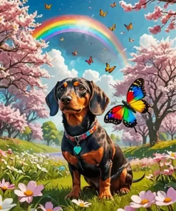 Dog In A Field Diamond Painting