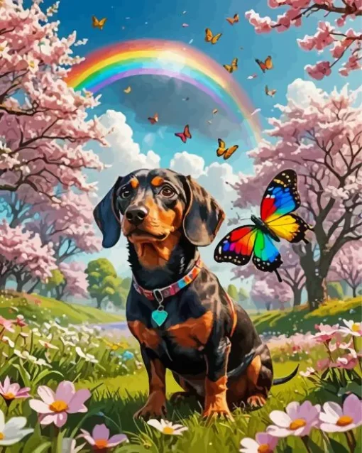 Dog In A Field Diamond Painting