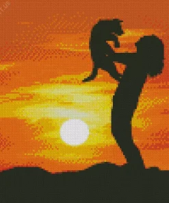 Dog In A Sunset Silhouette Diamond Painting