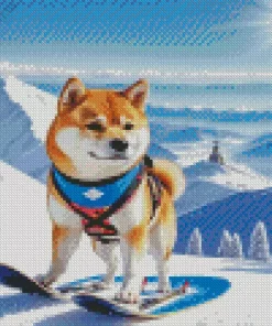 Dog On Ski Art Diamond Painting