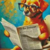 Dog Reading Newspaper Art Diamond Painting