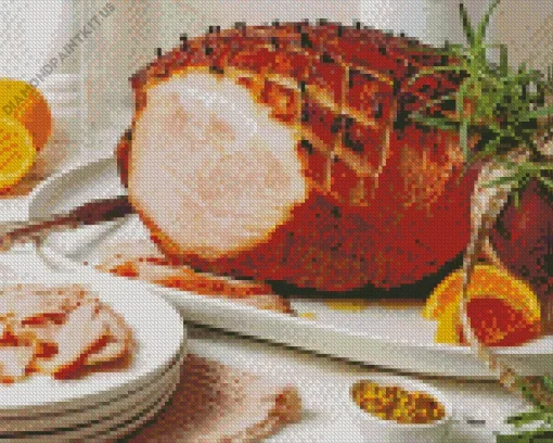 Glazed Ham Dish Diamond Painting