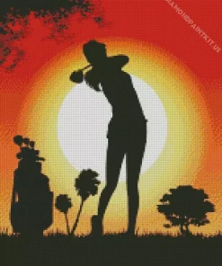 Golfer Lady Silhouette Diamond Painting