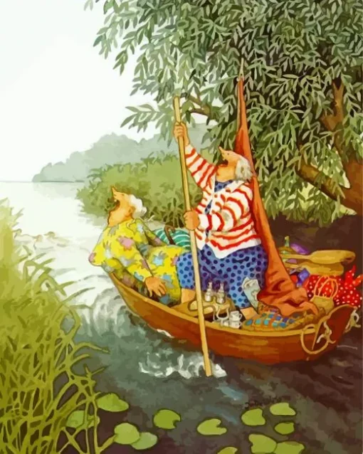 Grandmothers On Boat Art Diamond Painting