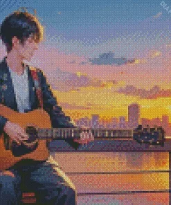 Guitarist Anime Boy Diamond Painting