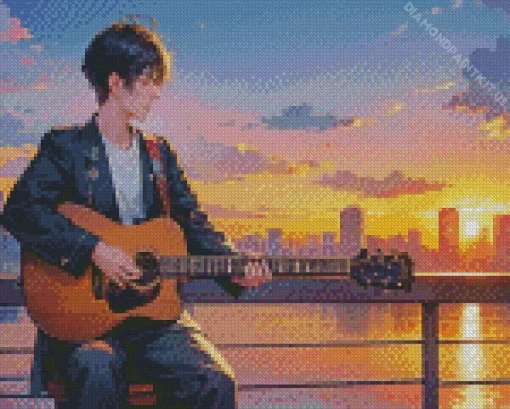 Guitarist Anime Boy Diamond Painting