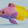 Half Yellow Half Purple Fish Diamond Painting