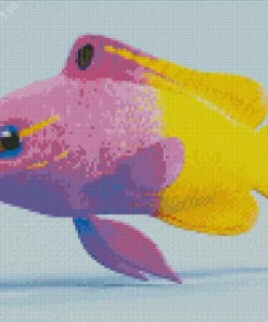 Half Yellow Half Purple Fish Diamond Painting