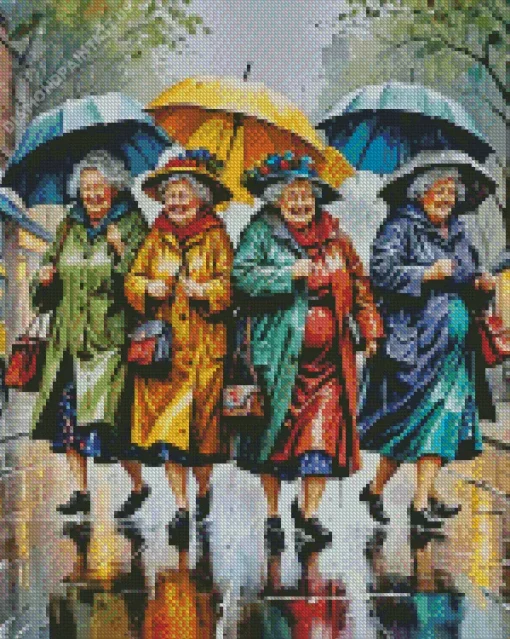 Happy Fat Old Ladies Art Diamond Painting