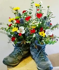 Hiking Boots With Flowers Diamond Painting