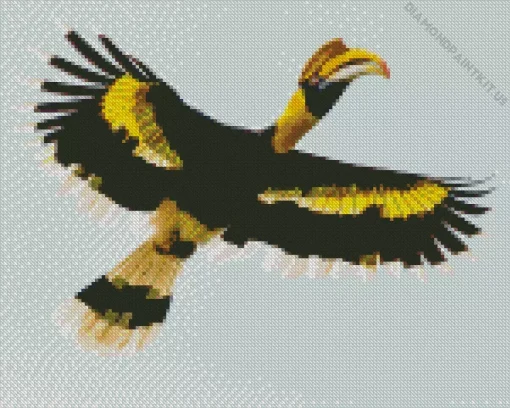 Hornbill Bird Flying Diamond Painting