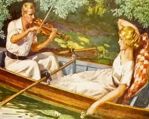 Lovers On Boat Art Diamond Painting