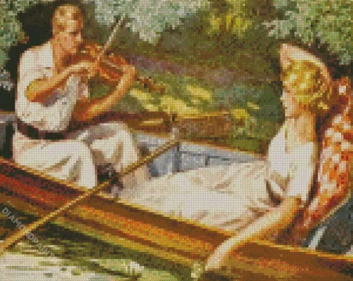 Lovers On Boat Art Diamond Painting