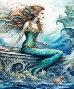 Mermaid On Boat Diamond Painting