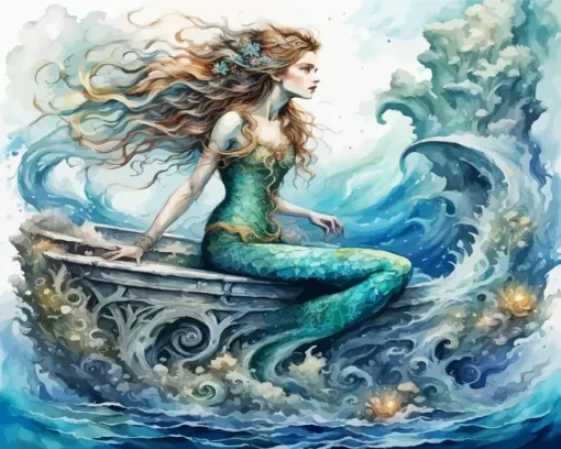 Mermaid On Boat Diamond Painting