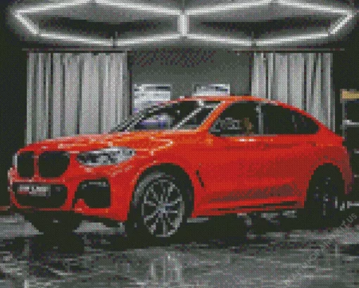 Orange BMW Lava Diamond Painting