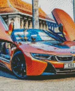 Orange BMW Lava Car Diamond Painting