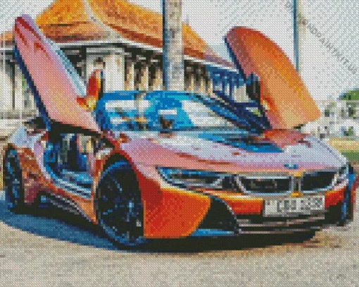 Orange BMW Lava Car Diamond Painting