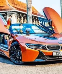 Orange BMW Lava Car Diamond Painting