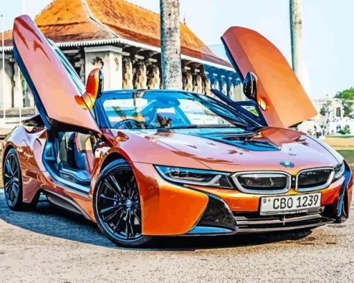 Orange BMW Lava Car Diamond Painting