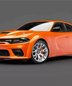 Orange Dodge Charger Daytona Diamond Painting