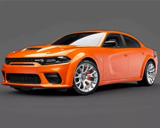 Orange Dodge Charger Daytona Diamond Painting