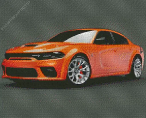 Orange Dodge Charger Daytona Diamond Painting