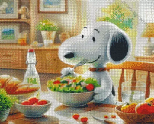 Snoopy Eating Salad Diamond Painting