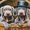 Weimaraner Puppies In A Basket Diamond Painting