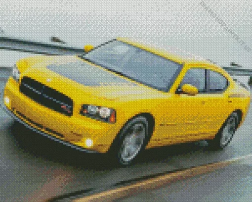 Yellow Dodge Charger Daytona Diamond Painting