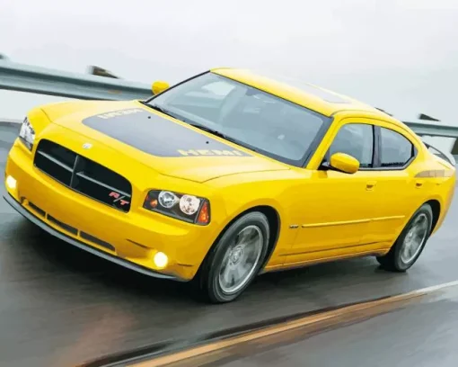 Yellow Dodge Charger Daytona Diamond Painting