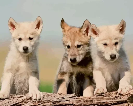 Baby Wolves Diamond Painting