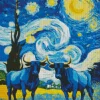 Blue Cow Bulls Diamond Painting